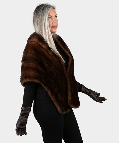 Women's Natural Mahogany Mink Fur Stole