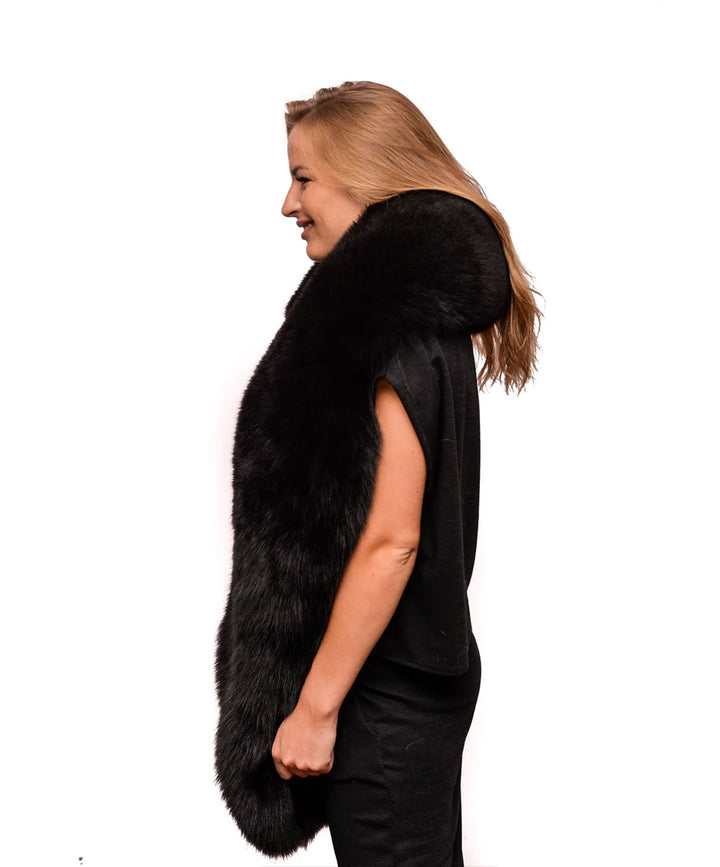 Women's Jet Black Fox Fur Stole