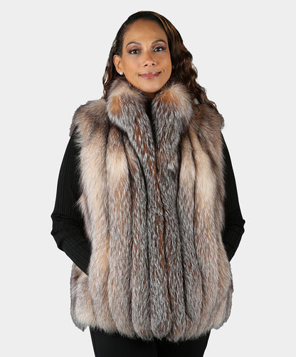 Damenweste aus natürlichem Kristallfuchspelz