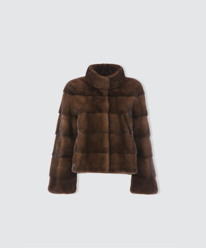 Kurzer brauner Nerzmantel für Damen