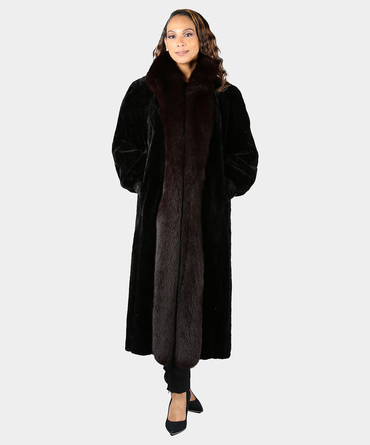 Women's Black Sheared and Sculptured Mink Fur Coat