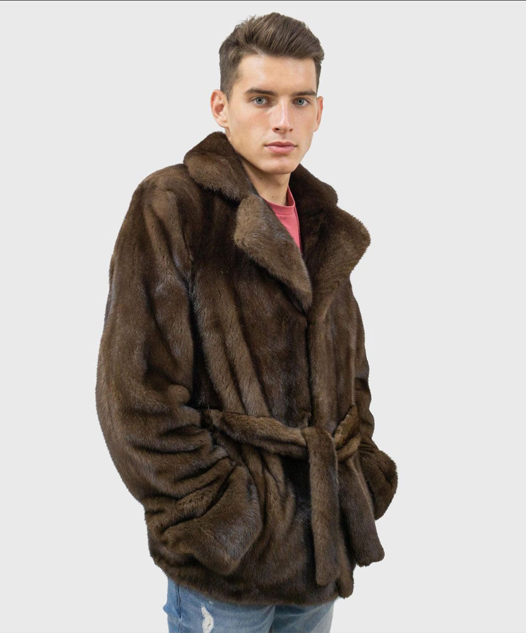 Brown Robed Mink Fur Jacket