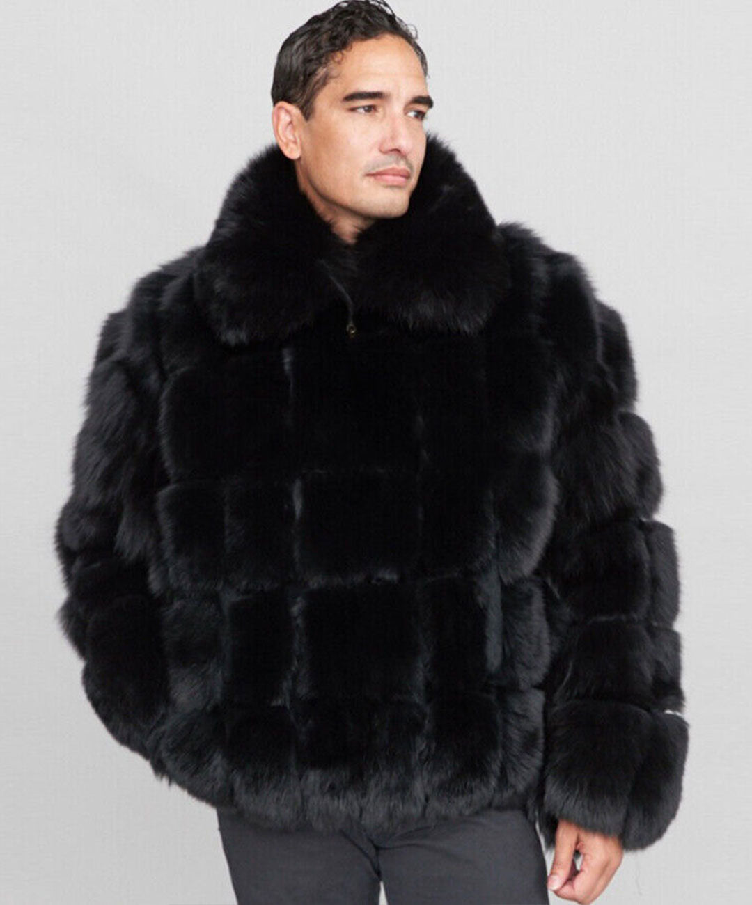 Men's Fox Fur Bomber Jacket