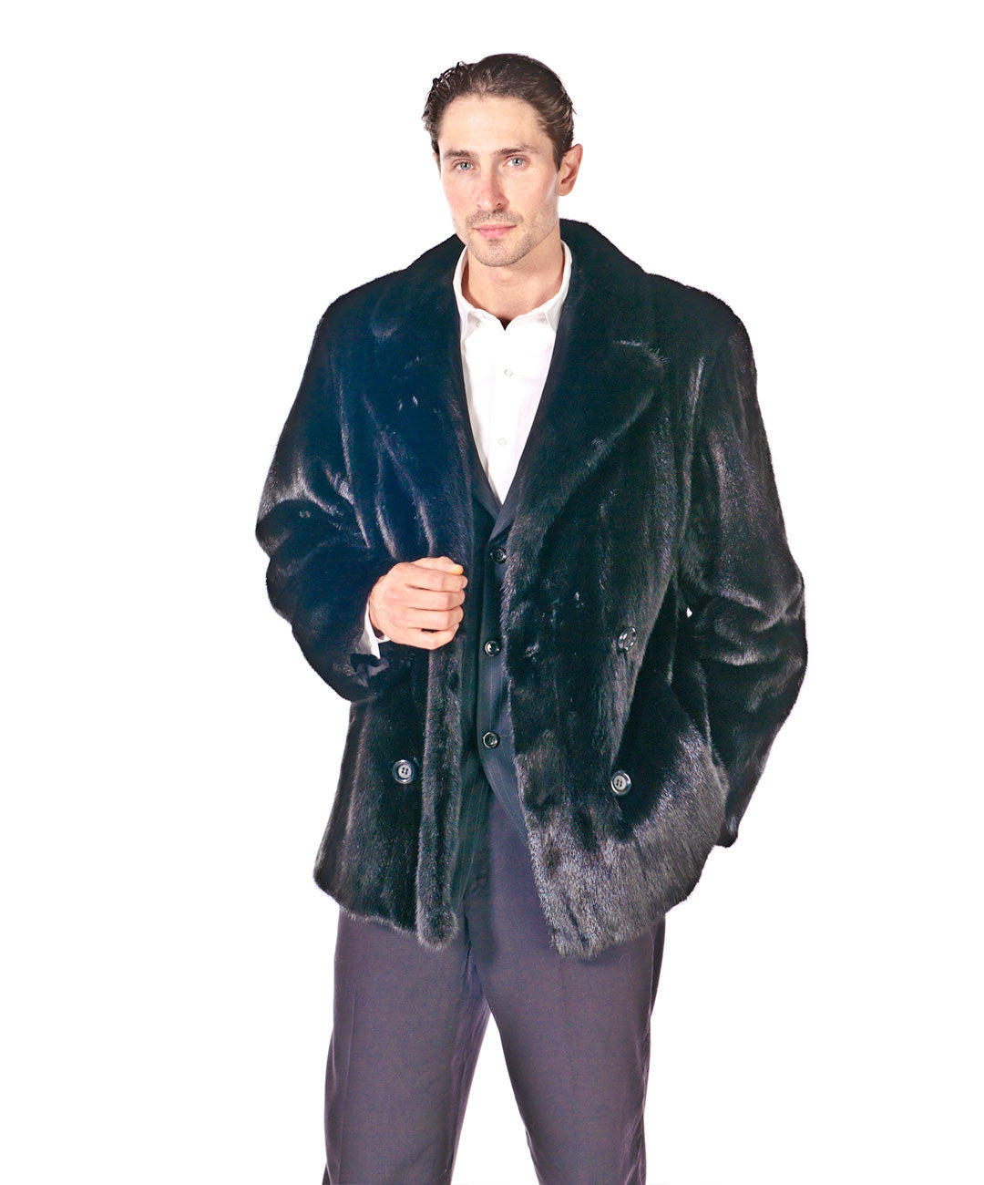 Men's Mink Blazer Notch Collar