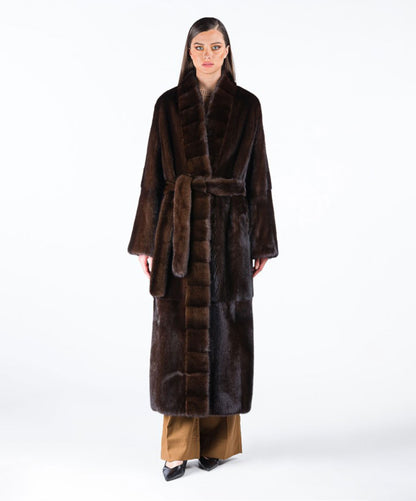 Brown Robe Full-Length Mink Fur Coat
