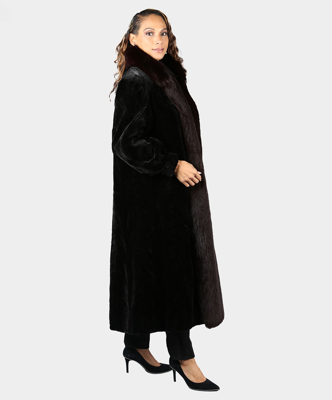 Women's Black Sheared and Sculptured Mink Fur Coat