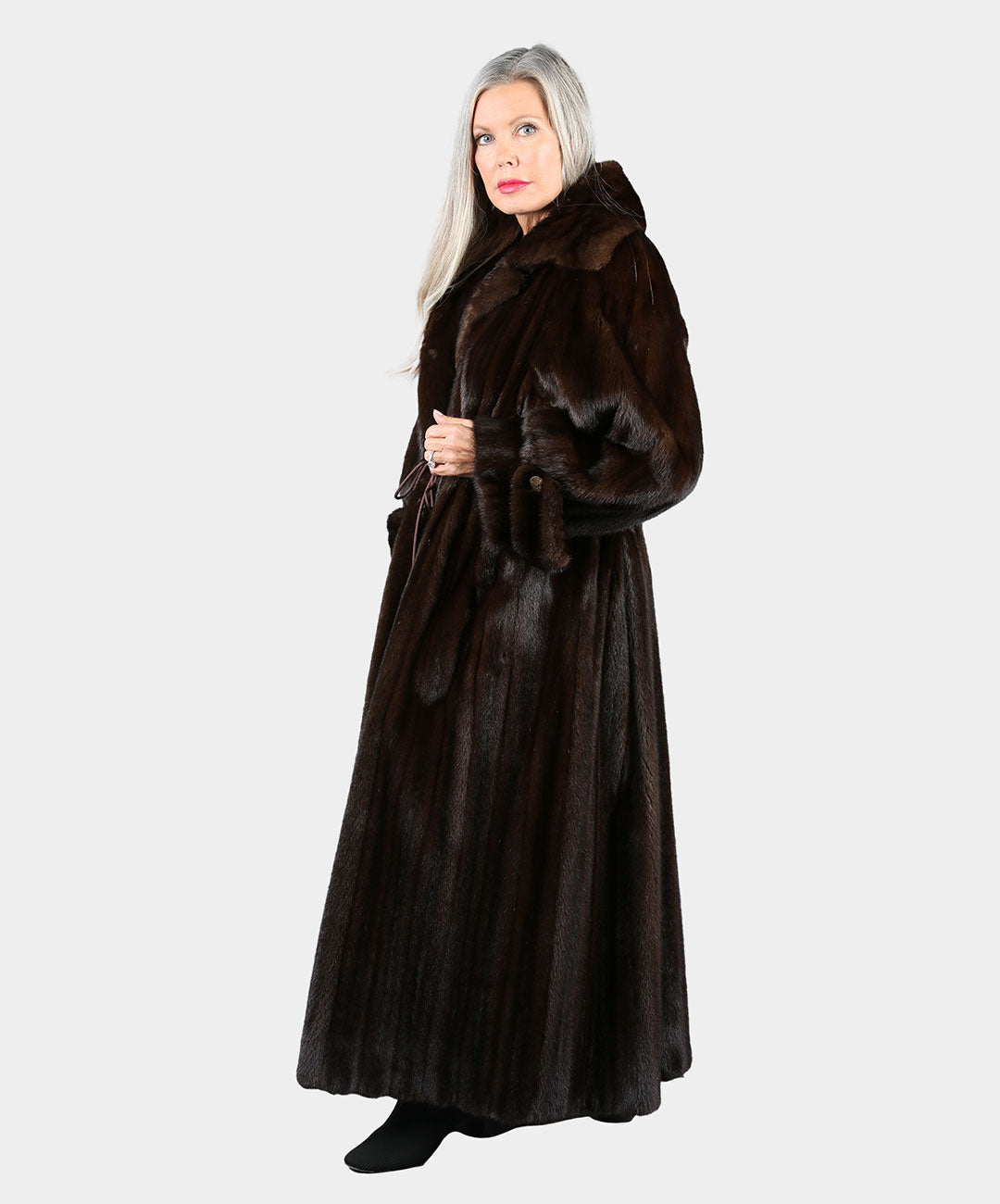 Women's Natural Mahogany Mink Fur Coat