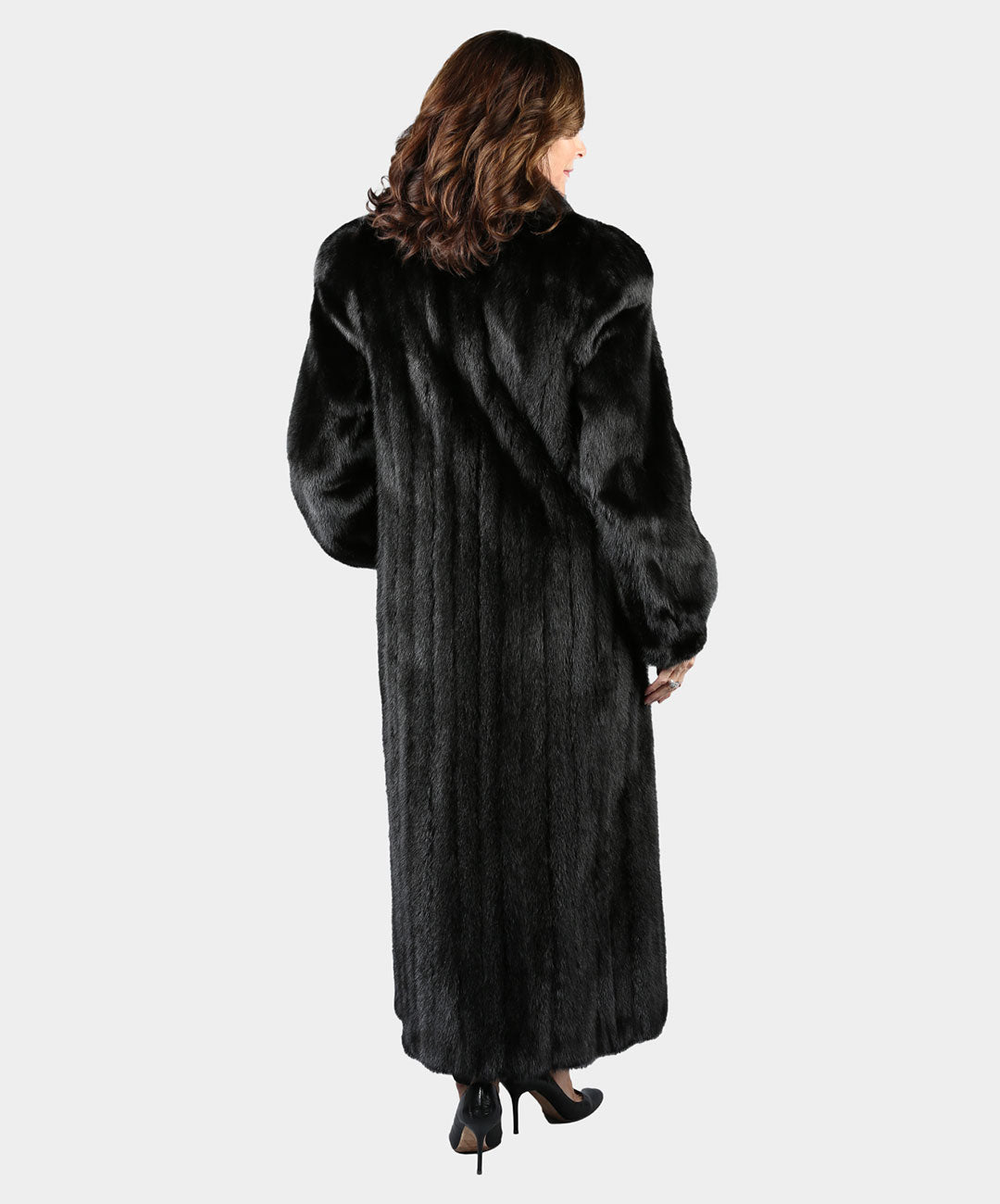 Women's Natural Black Mink Fur Coat