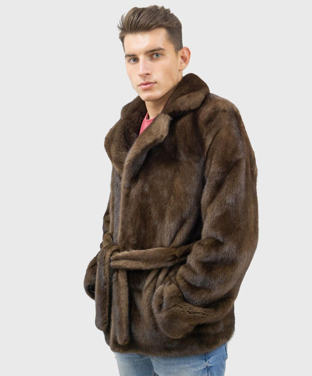 Brown Robed Mink Fur Jacket