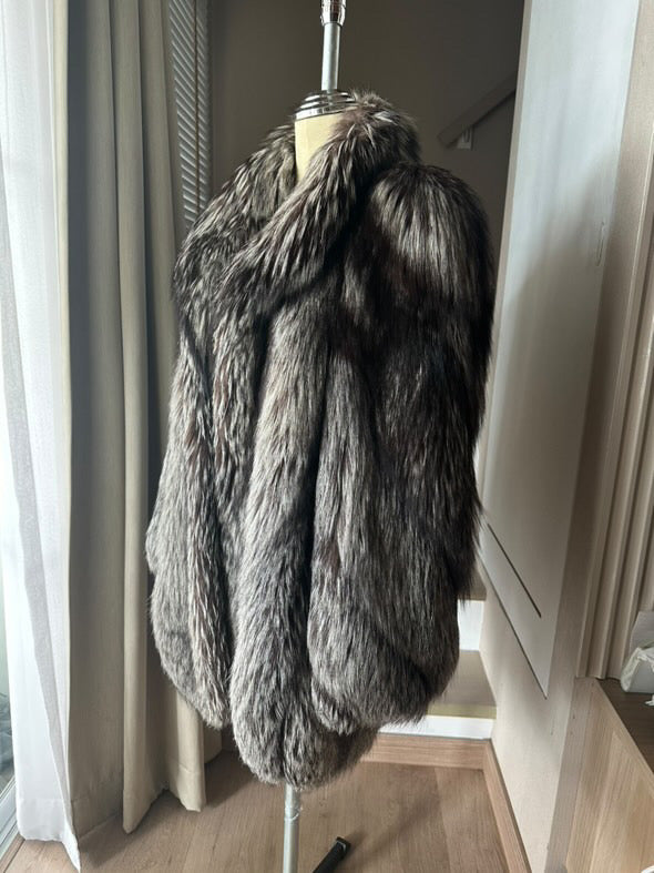 Men's Silver Fox Fur Bomber Jacket