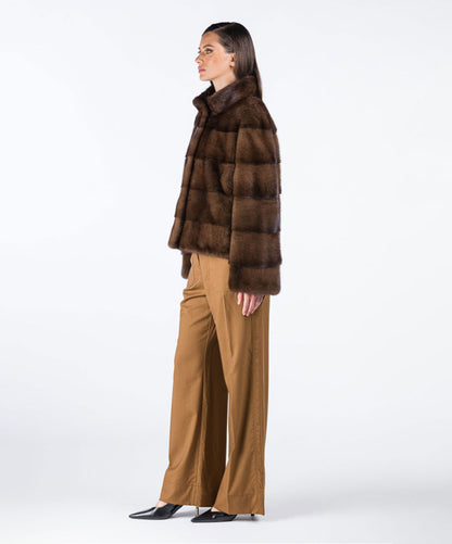 Kurzer brauner Nerzmantel für Damen