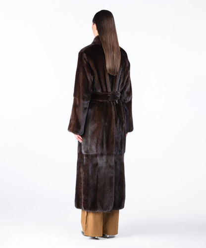 Brown Robe Full-Length Mink Fur Coat