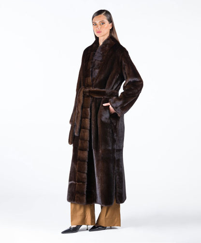 Brown Robe Full-Length Mink Fur Coat