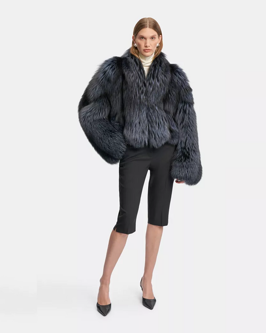 Midnight Blue Fox Fur Jacket