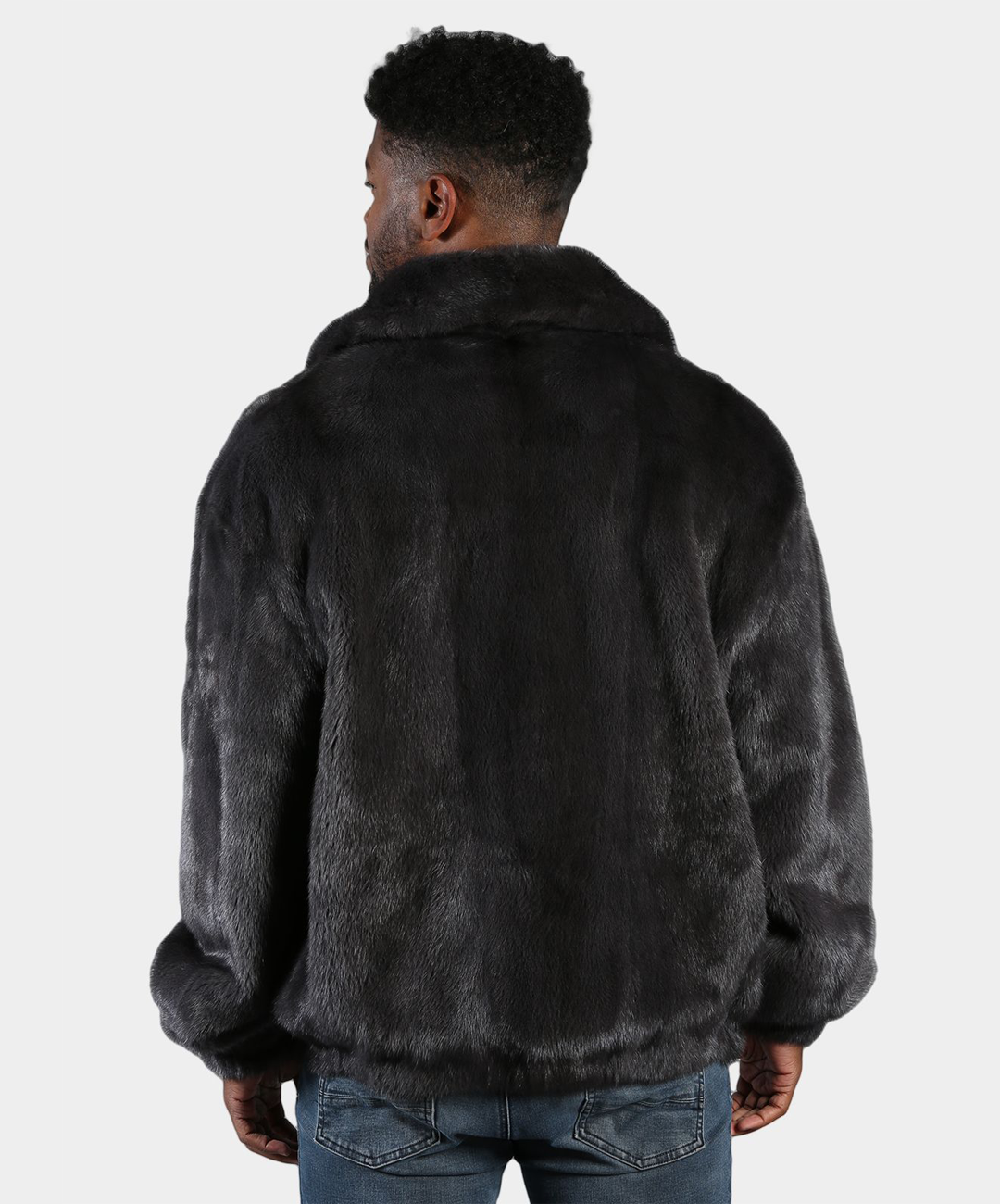 Blue Iris Mink Fur Bomber Jacket