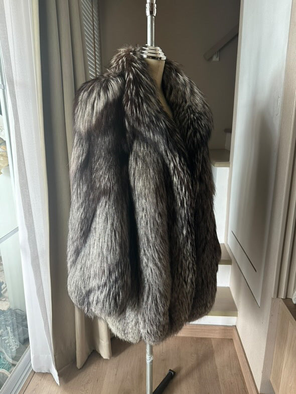 Men's Silver Fox Fur Bomber Jacket