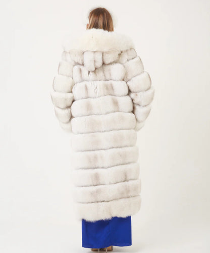 Braun gefärbte Silberfuchspelzjacke für Damen