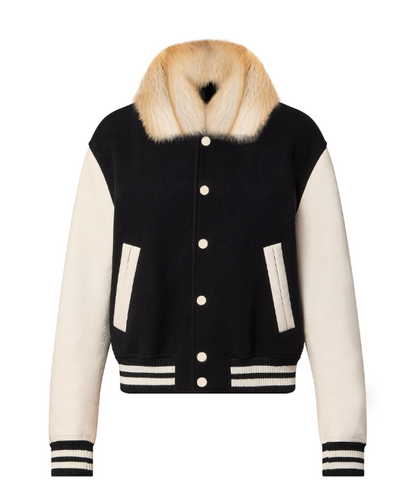 Hunza Varsity Jacket with Golden Fox Fur Collar