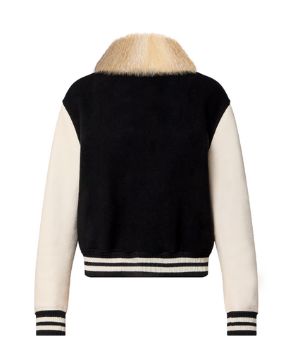 Hunza Varsity Jacket with Golden Fox Fur Collar