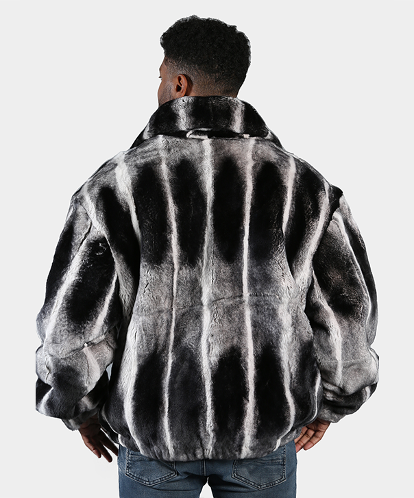 „Chinchilla Dyed“ Rex-Kaninchen-Bomberjacke für Herren