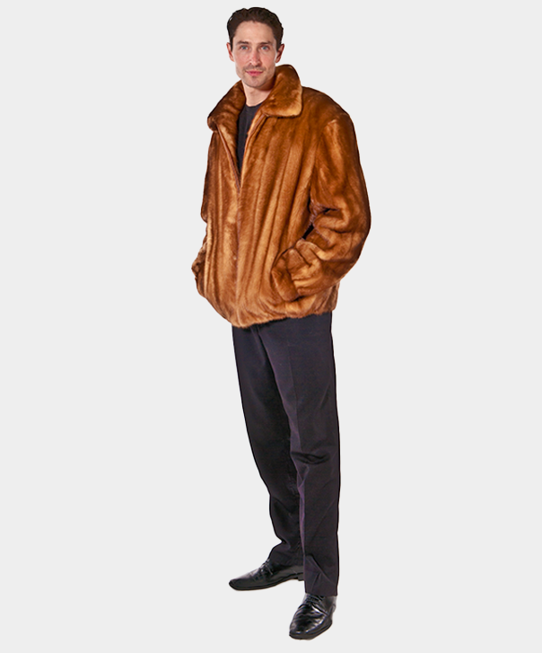 Men’s Whiskey Mink Bomber Jacket