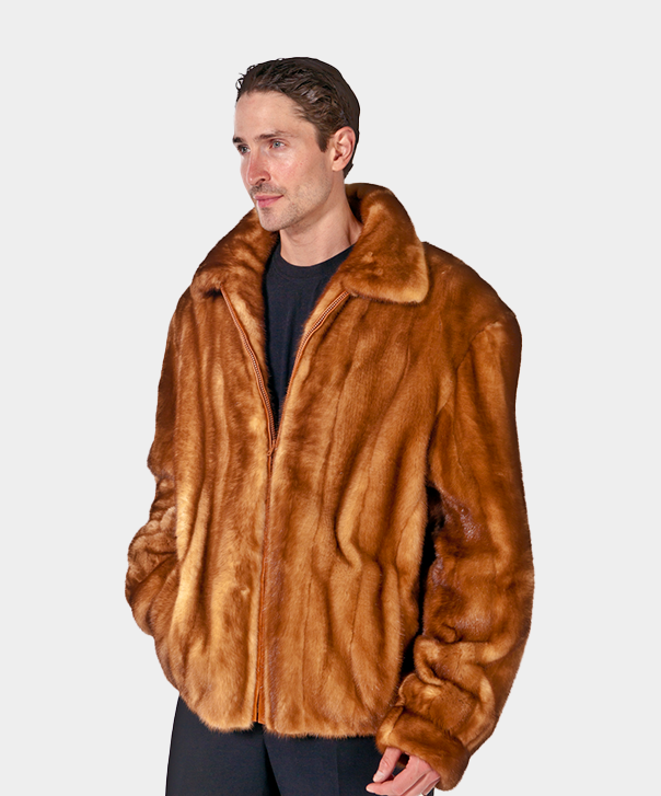 Men’s Whiskey Mink Bomber Jacket