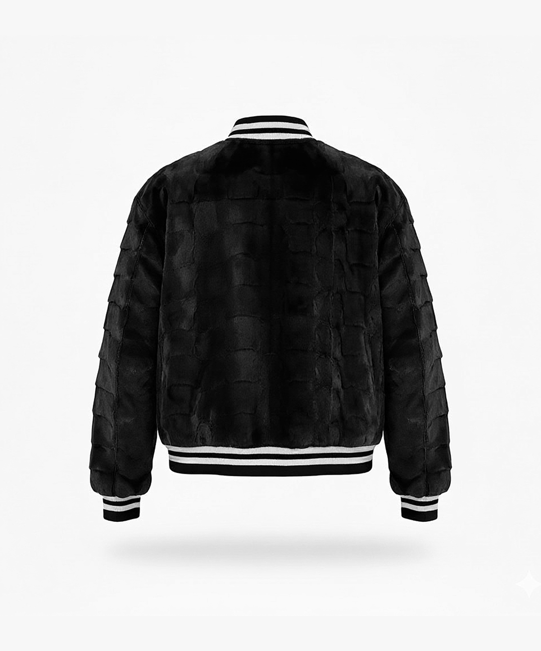 Caviar Diamond Cut Mink Fur Baseball Jacket