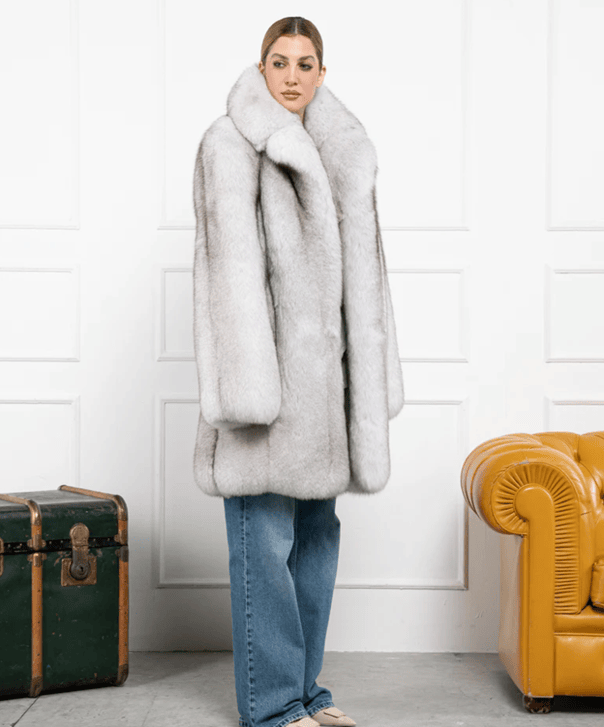 Women's Natural Blue Fox Fur Coat