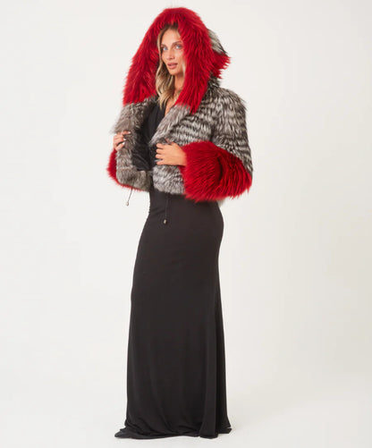 Scarlet Frost Silver Fox Fur Jacket