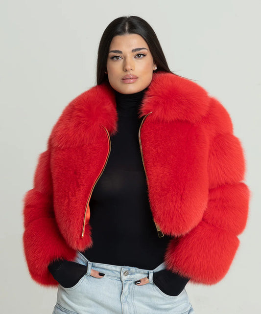 Sunset Cropped Fox Fur Jacket