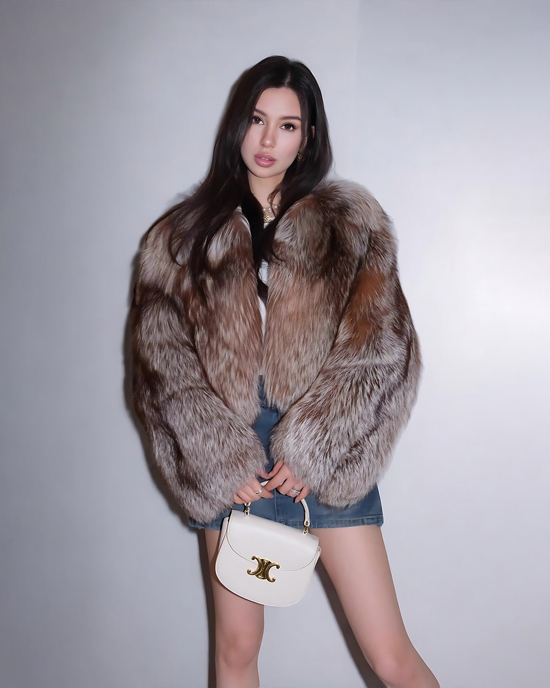 Women's Brown Dyed Silver Fox Fur Jacket