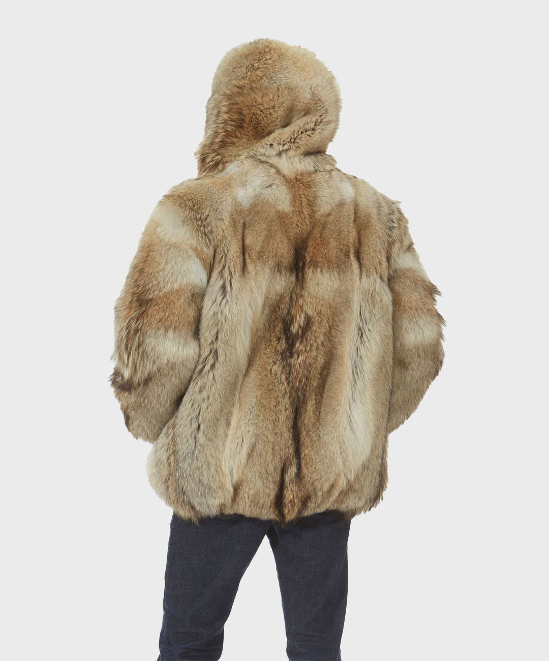Men's Parka Coyote Hooded Fox Trim