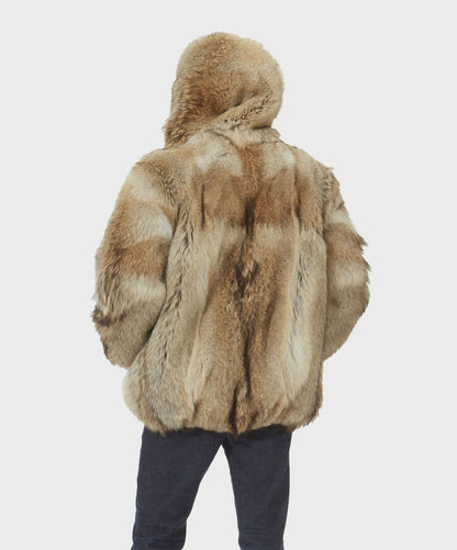 Men's Parka Coyote Hooded Fox Trim