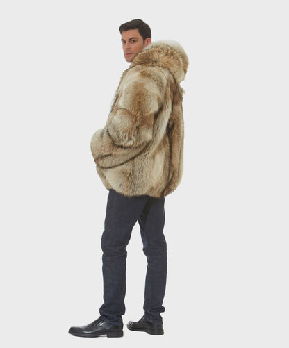 Men's Parka Coyote Hooded Fox Trim