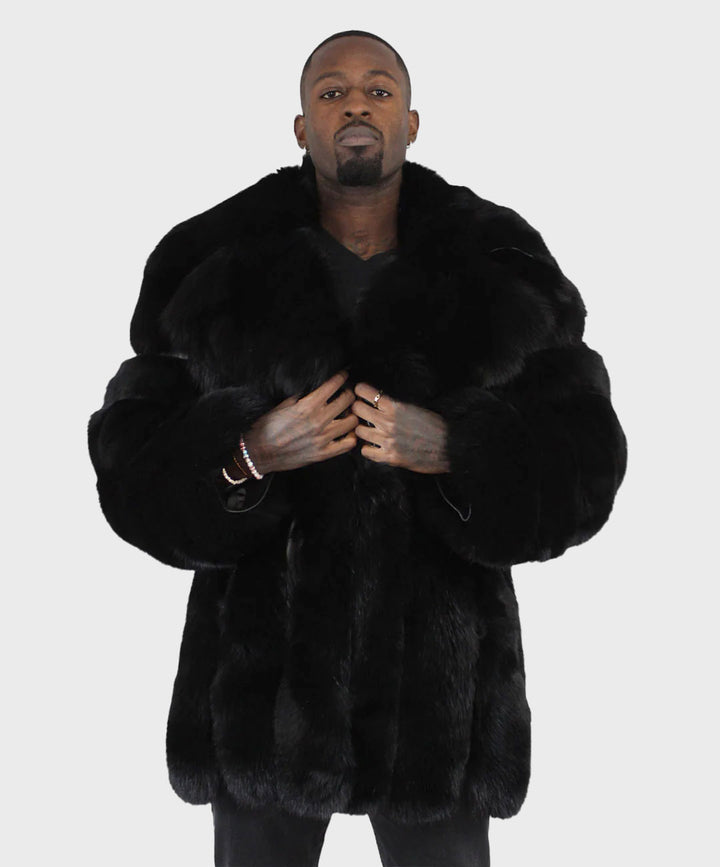 Men's 3/4 Black Fox Fur Coat