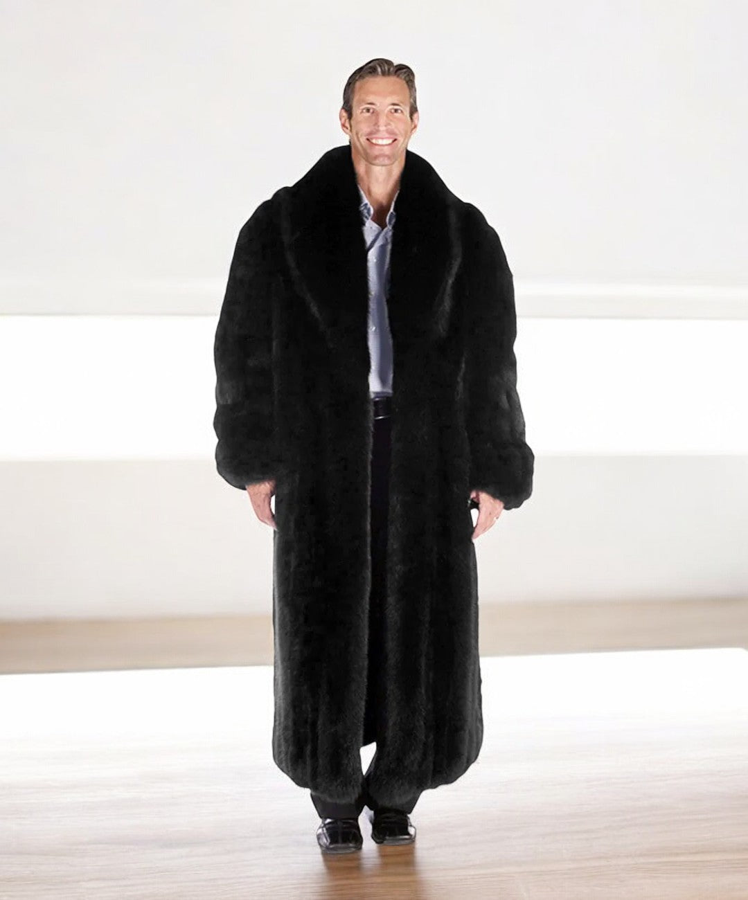 Men's Black Fox Fur Coat