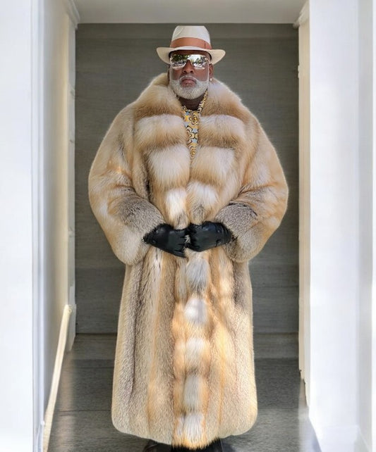 Men’s Full Length Fawn Light Fox Fur Coat