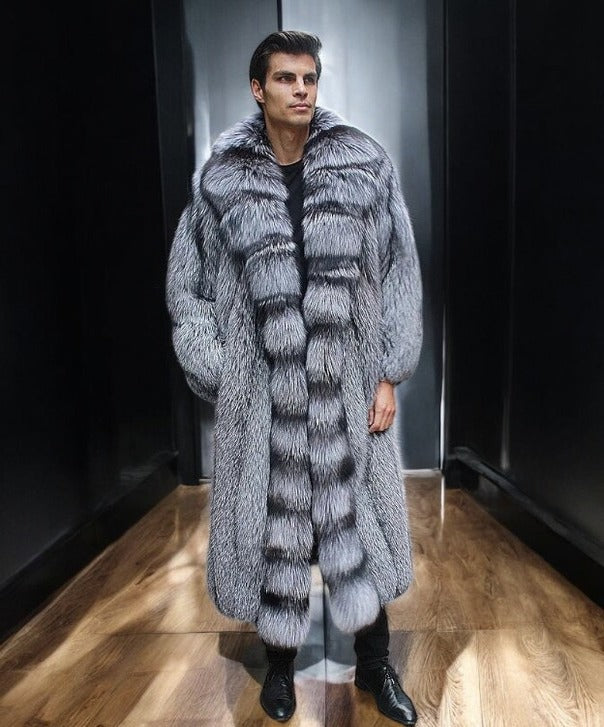 Men's Full-Length Silver Fox Fur Coat