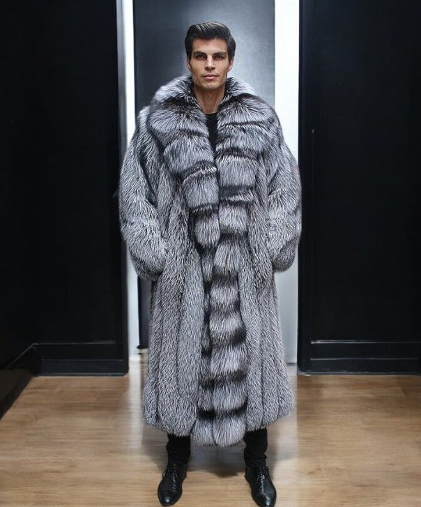 Men's Full-Length Silver Fox Fur Coat