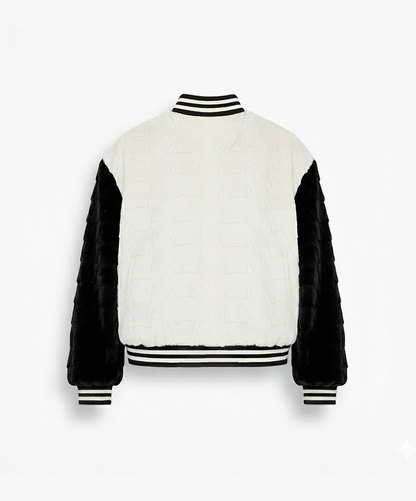 Oreo Diamond Cut Mink Fur Baseball Jacket