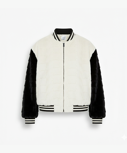 Oreo Diamond Cut Mink Fur Baseball Jacket