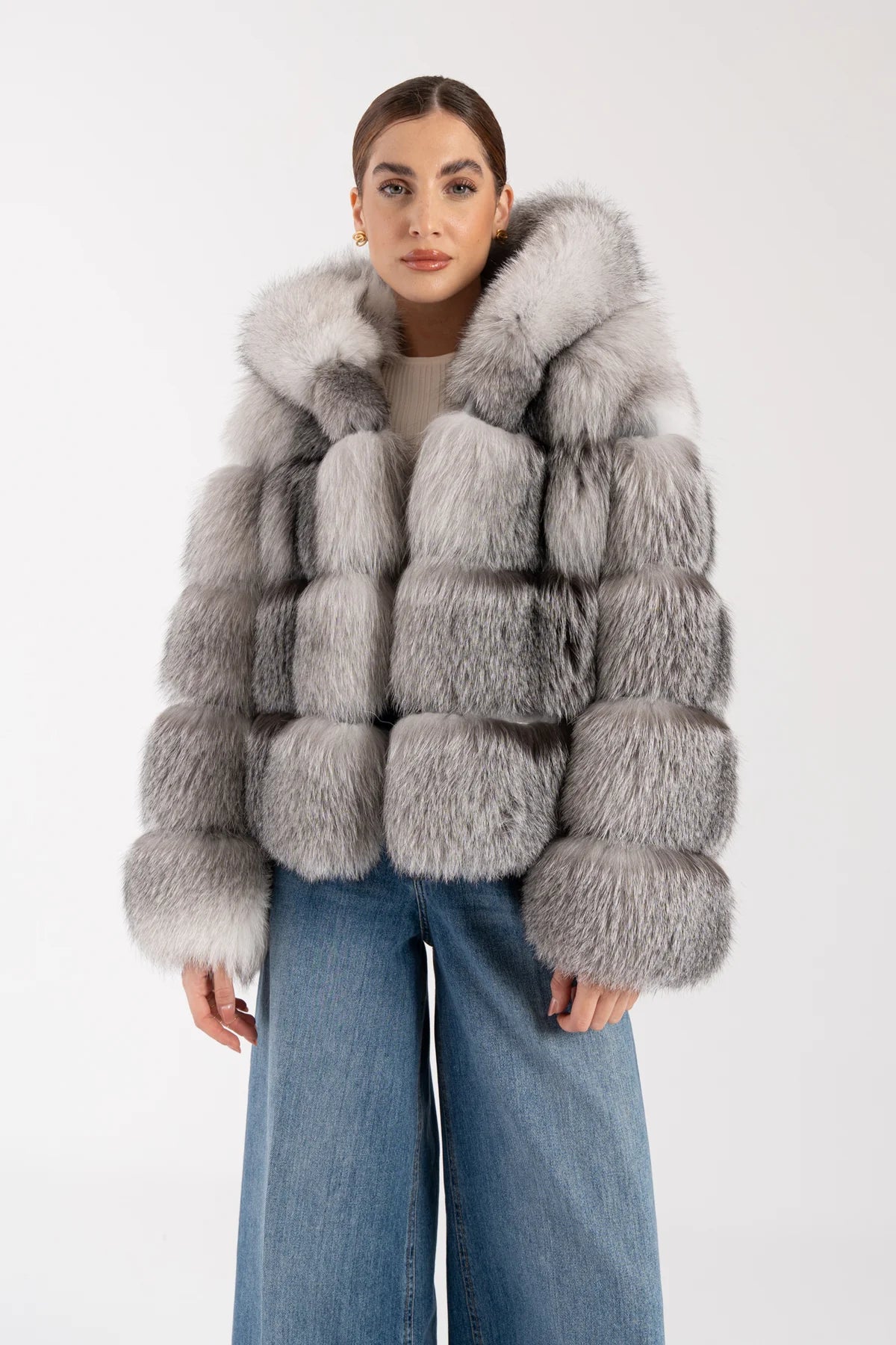 Alpine Fox Fur Hooded Coat