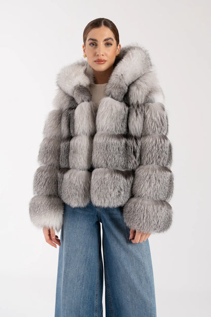 Alpine Fox Fur Hooded Coat
