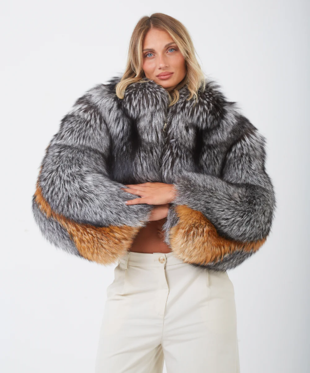 Women's Tri-Color Fox Fur Jacket