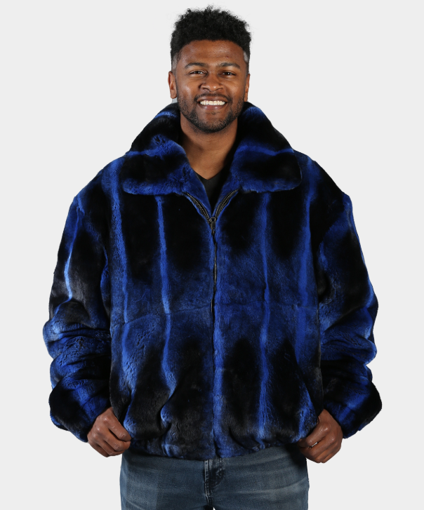 Men’s ‘Royal Blue’ Rex Rabbit Bomber Jacket