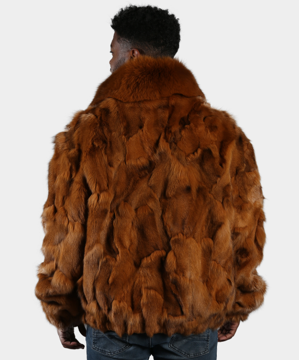 Men's 'Whiskey' Sectioned Fox Fur Bomber Jacket