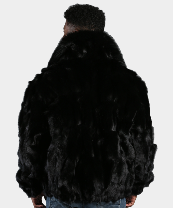 Men's Onyx 'Black' Sectioned Fox Fur Bomber Jacket