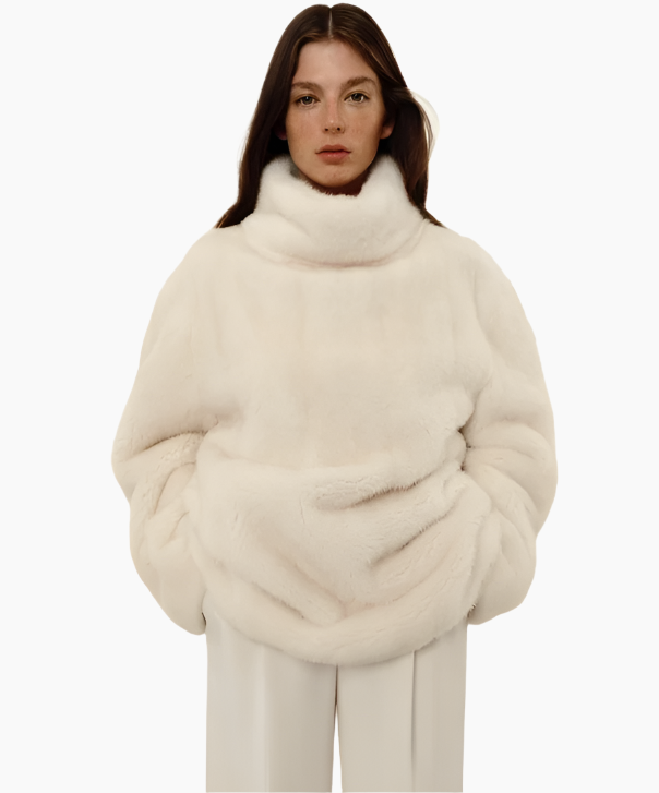 White Mink Fur Sweater