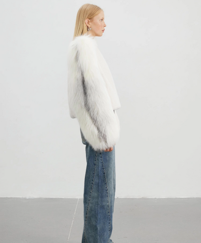 White Mink and Arctic Fox Fur Jacket
