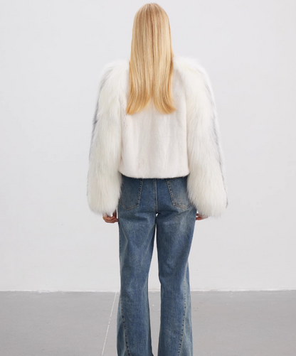 White Mink and Arctic Fox Fur Jacket
